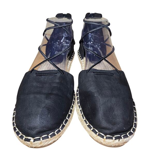 Eileen Fisher Suede Lace Up Espadrille Flat Jute Insole Round Toe Womens Sz 8.5 - Picture 2 of 8